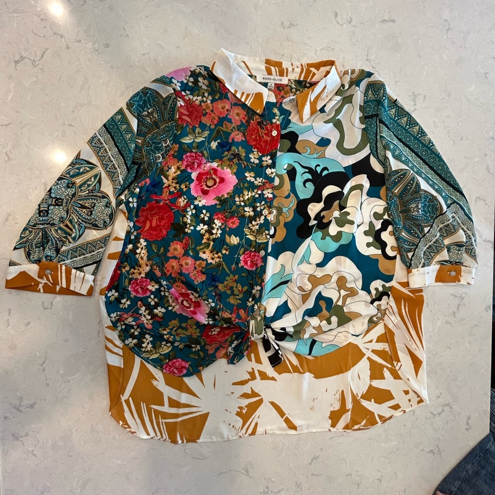 Rose & Olive Multicolor Floral and Abstract women’s Shirt